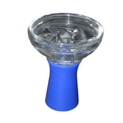 Tobacco Cup (Silicone + Glass) Blue - راس أرجيلة سيليكون + زجاج - Shishabox