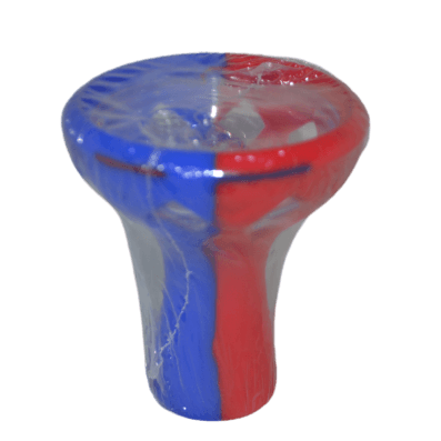 K Tobacco Cup (Silicone + Glass) Blue&Red - راس ارجيلة سيليكون + زجاج - Shishabox