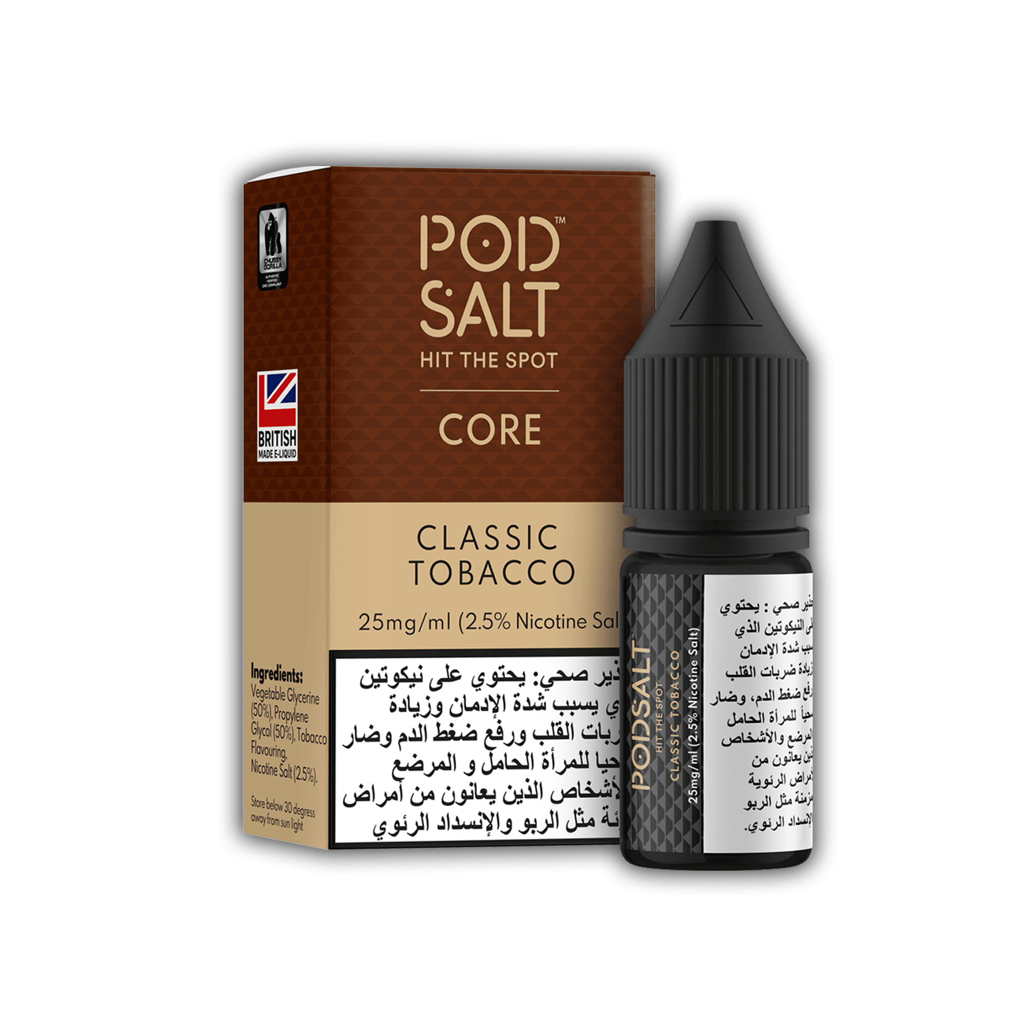 POD SALT CLASSIC TOBACCO 10ML NICOTINE SALT ELIQUID - Shishabox