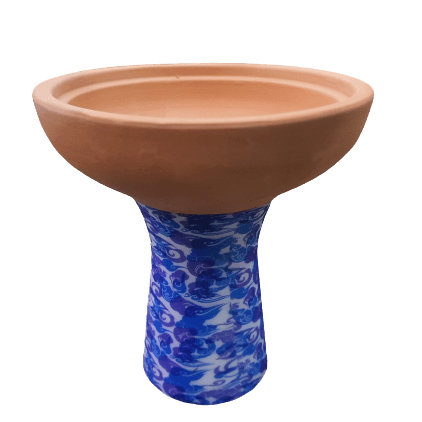 Tobacco cup silicone & clay (Blue) - راس أرجيلة فخار و سيليكون (أزرق) - Shishabox