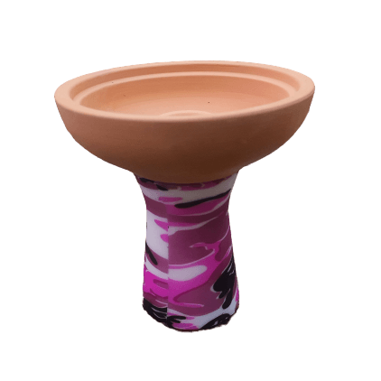 Tobacco funnel cup silicone & clay (Pink) - راس أرجيلة فخار و سيليكون (زهري) - Shishabox