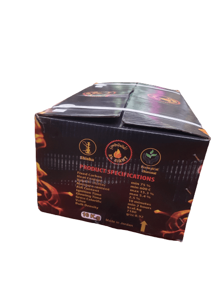 Al Ajamy Premium Charcoal (10 KG) - فحم العجمي اسطواني مخطّط - Shishabox