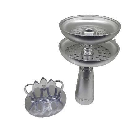 Two Levels Stainless Crown Tobacco Head Silver - راس ارجيله ستينلس التاج طبقتين - Shishabox