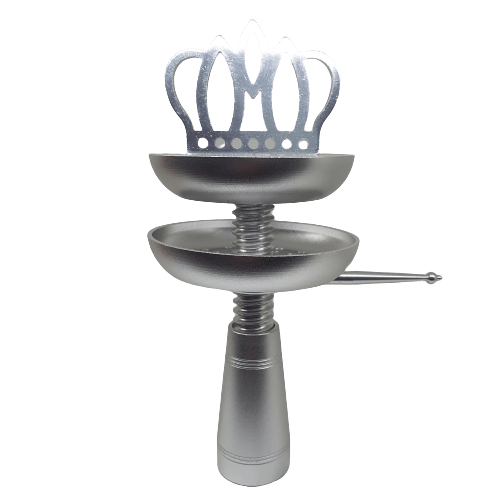 Two Levels Stainless Crown Tobacco Head Silver - راس ارجيله ستينلس التاج طبقتين - Shishabox