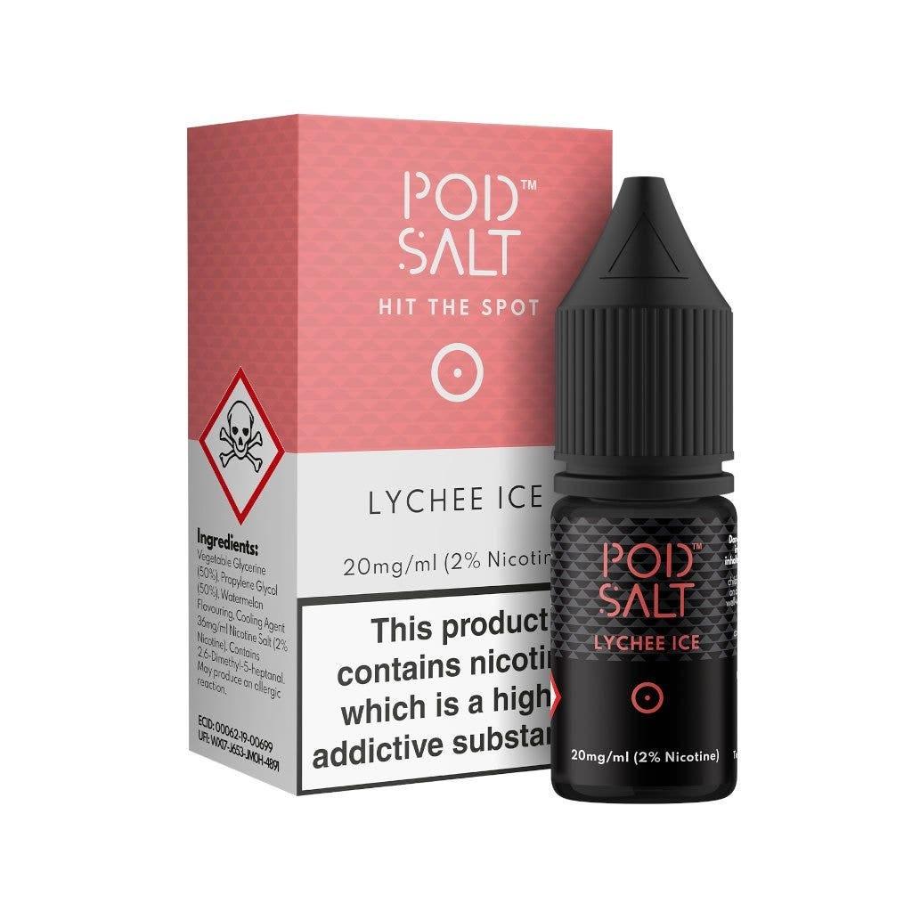 POD SALT LYCHEE ICE 10ML NICOTINE SALT ELIQUID - Shishabox