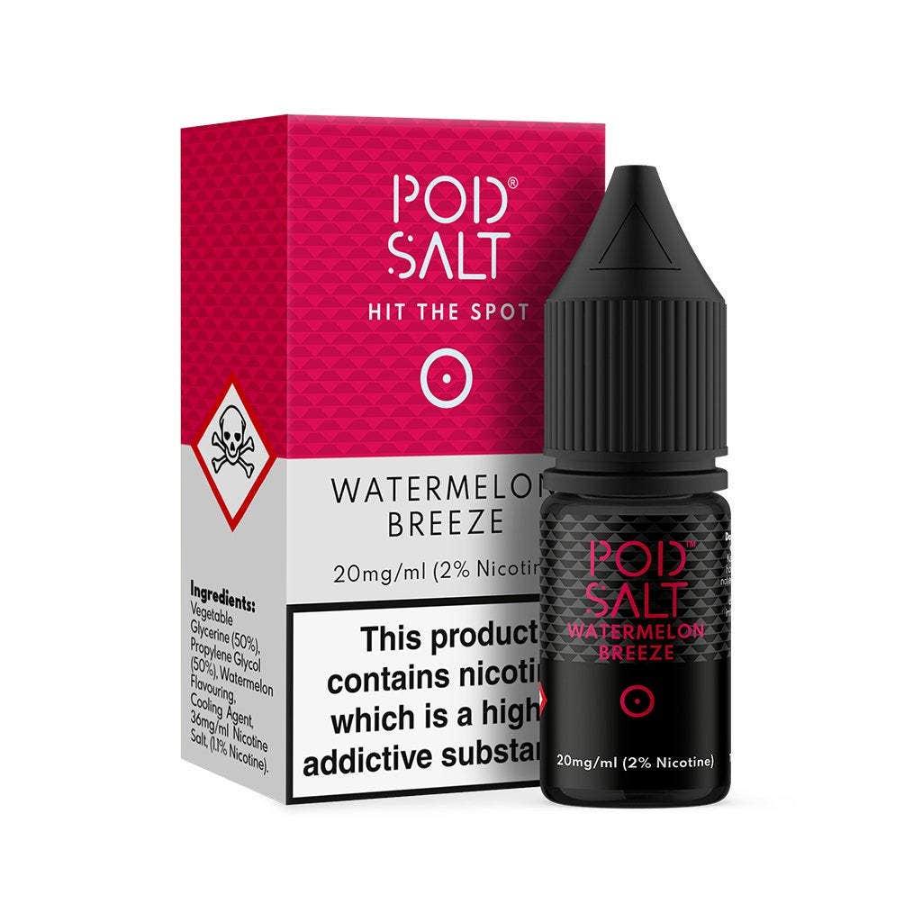 POD SALT WATERMELON BREEZE 10ML NICOTINE SALT ELIQUID - Shishabox